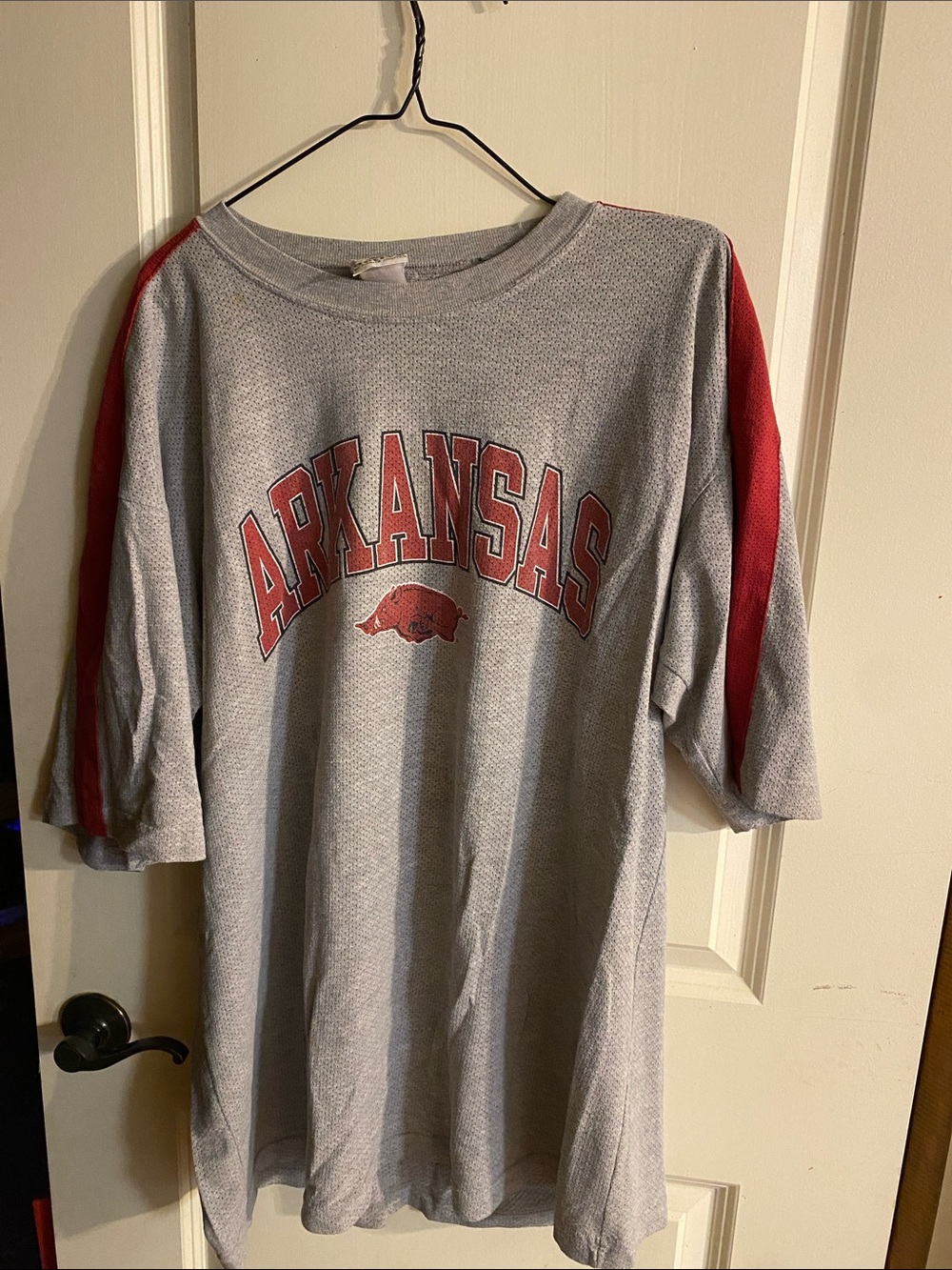 Arkansas Collegiate Graphic Tee with Red Sleeve Panels